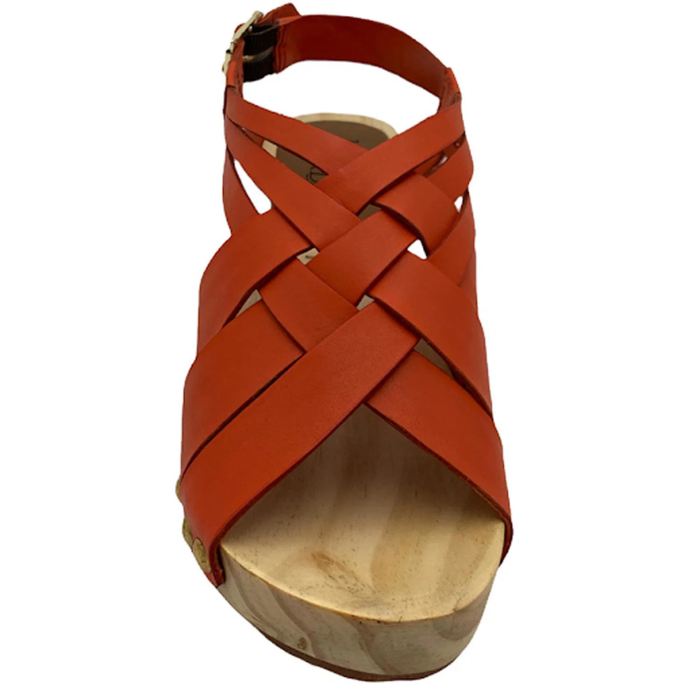 Jax & Bard Leather Wooden Clogs Jewell Luggage Coral - Medium - Picture 3 of 5